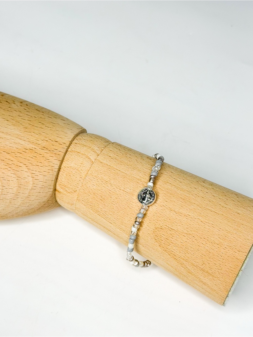 Lemons & Lune Handmade San Benito Medal Glass Bead Bracelet